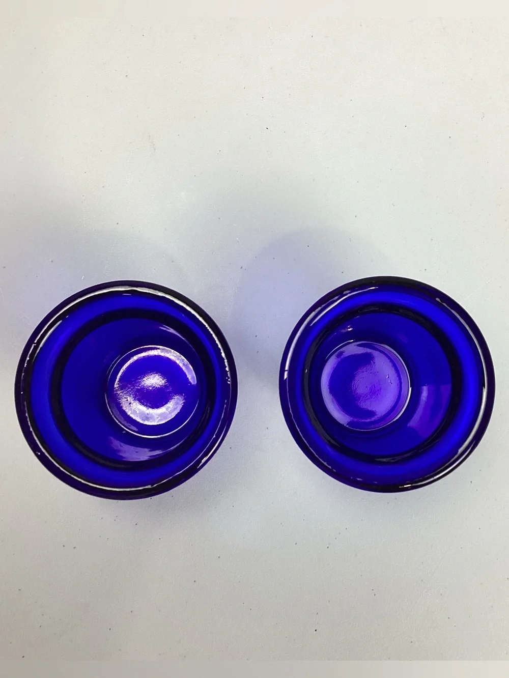 Two Vintage Cobalt Blue Glass Votive Candle Holders/Planters/Toothpick Holders